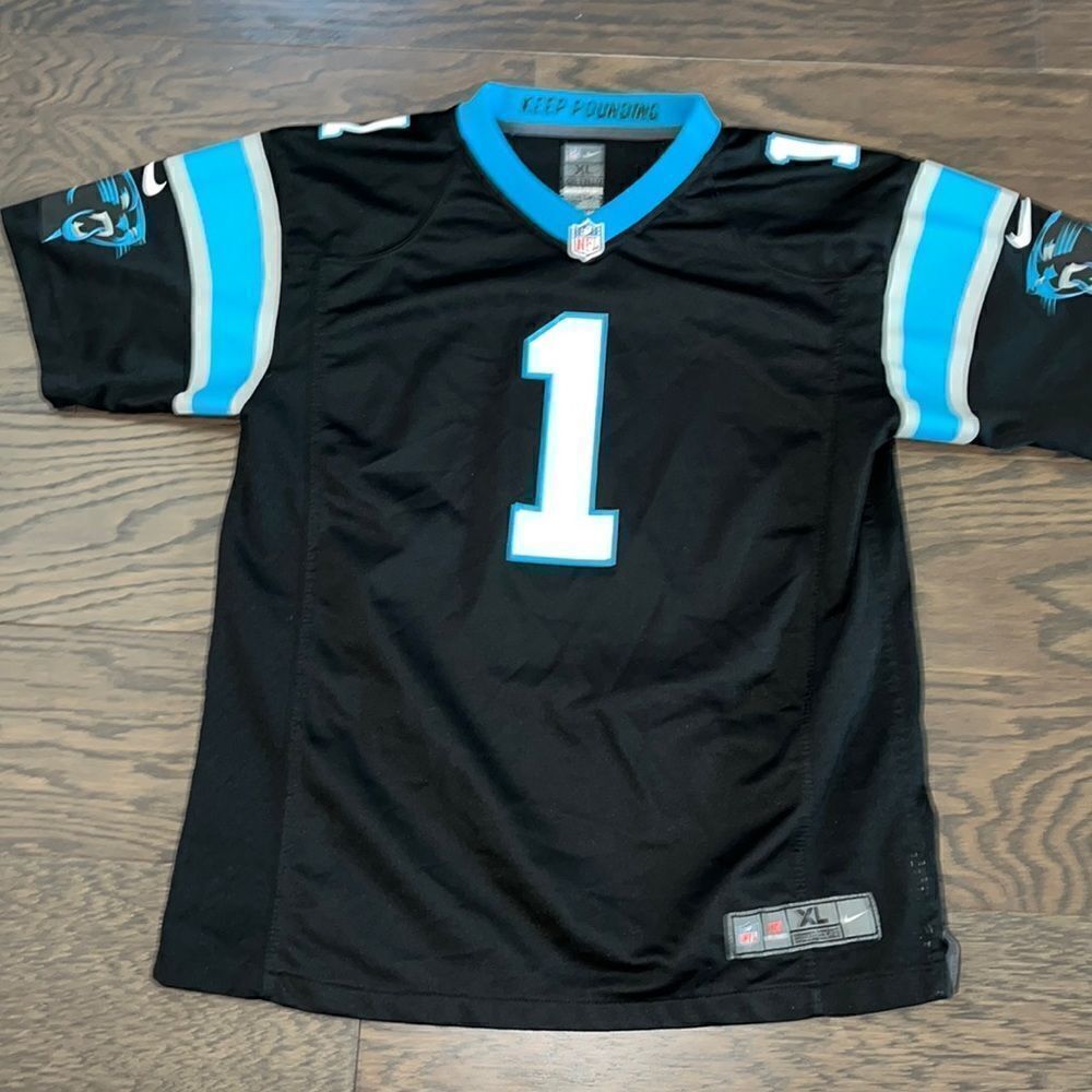 Cam Newton #1 Carolina Panthers Nike On Field Jersey Youth Black-XL Kids